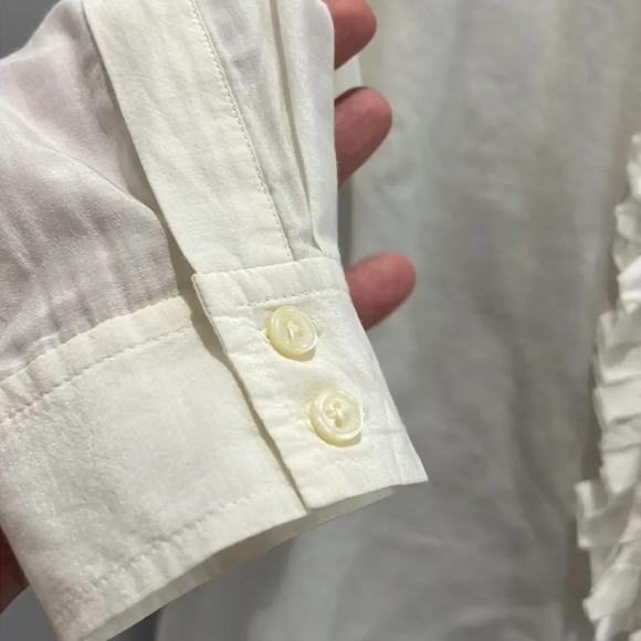 Banana Republic Long Sleeve Button Down Ivory Shirt Blouse with Ruffles size S - Picture 4 of 7